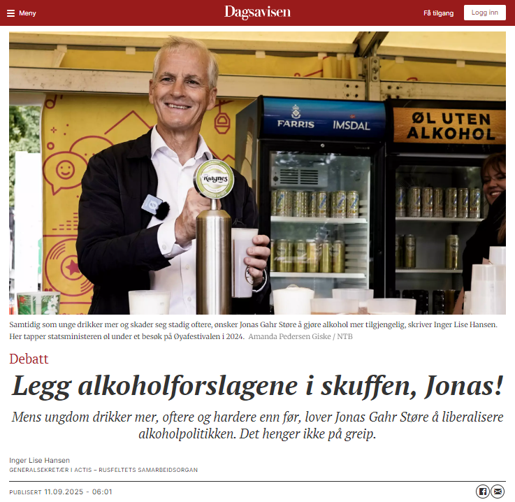 Faksimile fra Dagsavisen: Legg forslagene i skuffen, Jonas.
